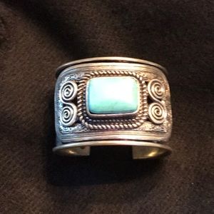 Costume silver and turquoise cuff bracelet